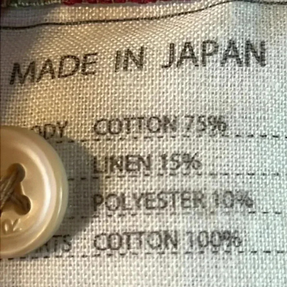 Women's made in Japan cotton and linen Y2K Streetwear unique Green white pants - Picture 8 of 10